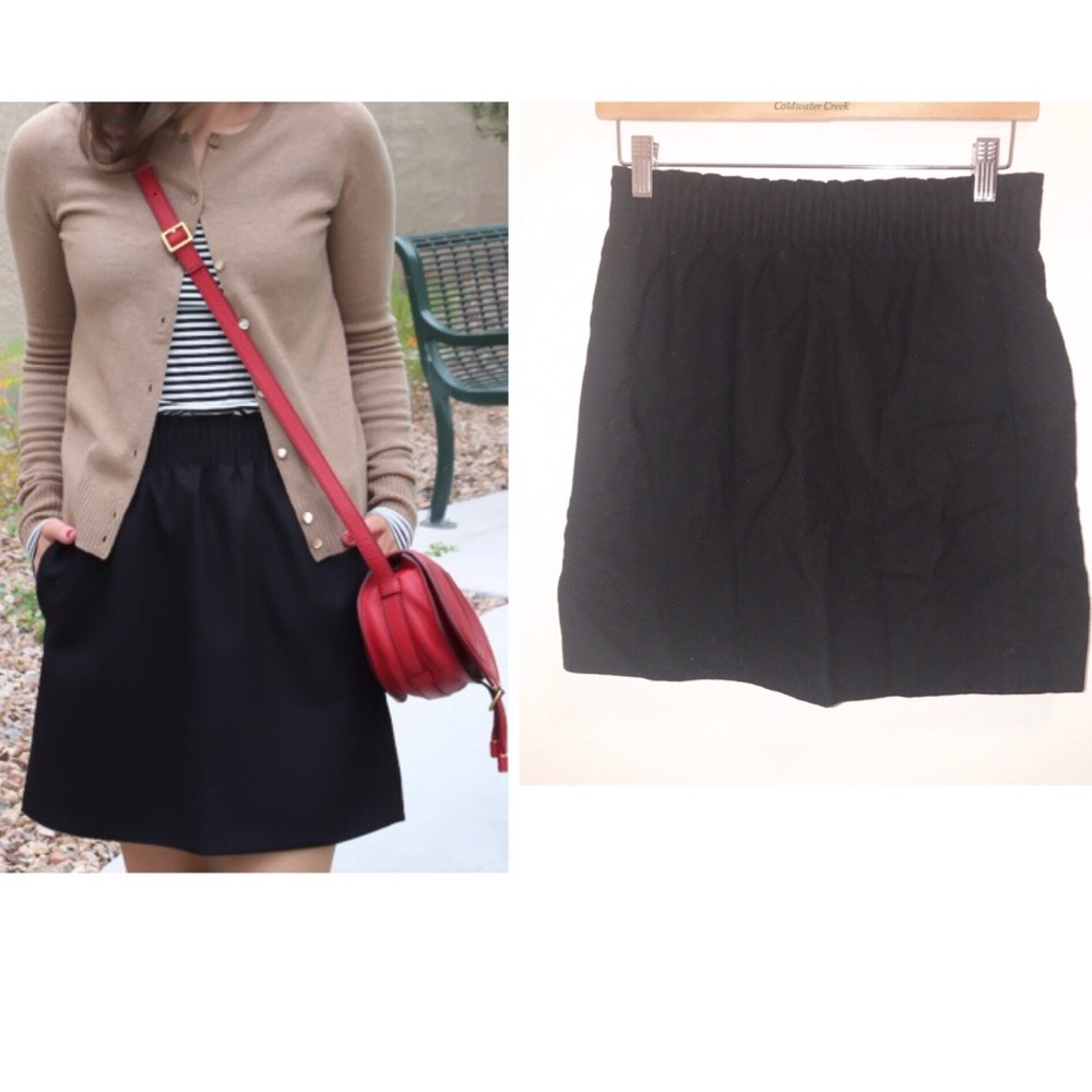 J.Crew Black Wool City Mini Skirt-00 EUC